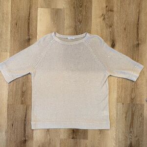 Brunello Cucinelli Beige Knit linen/silk sparkling sweater large NWOT